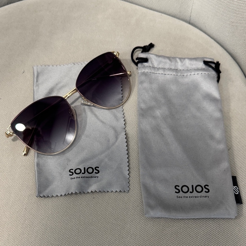 SOJOS Women's Gold Frame Sunglasses with Purple Gradient Lenses